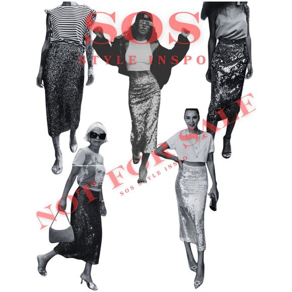 BLUE SEQUIN MIDI SKIRT - Picture 9 of 9